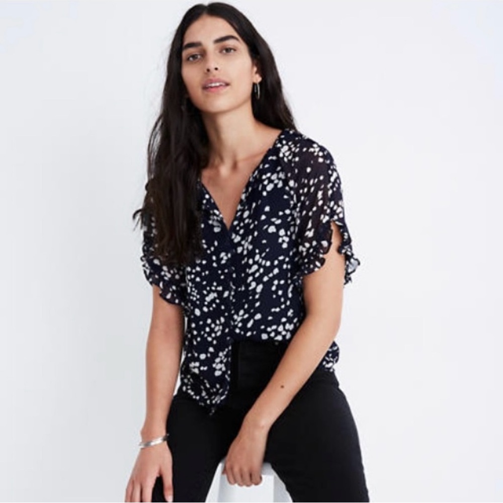 Madewell Momento Ruffle Sleeve Top